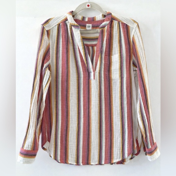 GAP| 100% COTTON |Boho Striped Blouse - Picture 2 of 2